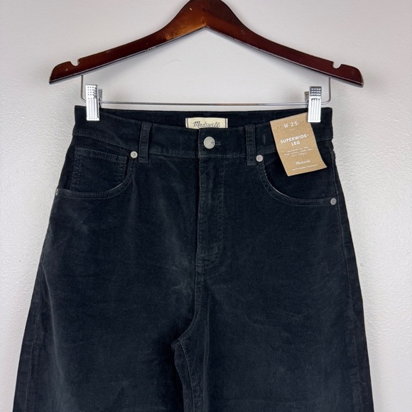 Madewell Superwide Leg High Rise Cotton Blend Pants Corduroy Black Size 25 NWT - Picture 5 of 11